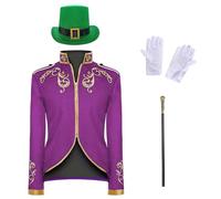 Disfraz de príncipe para hombre, 4 piezas, abrigo de hombre de noble, bordado, incluye sombrero, guantes y cetro, chaqueta steampunk, traje gótico, traje gótico, ropa de príncipe real, disfraz de