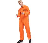 Disfraz de prisión para hombre, color naranja, disfraz de Halloween, ropa de trabajo de prisionero, mono de priso, disfraz para hombre, couple, cárcel, traje de trabajo, mono de trabajo, talla 5XL