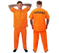 Disfraz de Prisionero para Hombre, Talla XS, Parte Superior de Prisionero Naranja, Pantalones Naranjas a Juego, Disfraz de policías y Ladrones para Halloween
