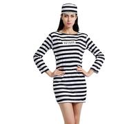 Disfraz de prisionero, traje de recluso, traje transpirable a rayas blancas y negras de 27.55 pulgadas, disfraz de cosplay para Halloween, Navidad, fiestas medievales, eventos temáticos, disfraces de