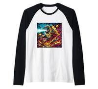 Disfraz de Pug Divertido para niños y niñas, diseño Retro de Meme de Pugzilla Blast Camiseta Manga Raglan