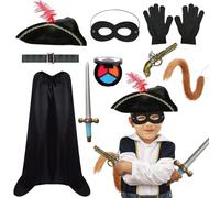 Disfraz de rata de The Highway para niños, disfraz de hombre de la carretera para el Día Mundial del Libro, disfraz para niños y niñas, capa negra, máscara de tricornio, guantes de cola, disfraz de