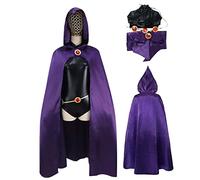 Disfraz de Raven de Teen Titans, cinturón de lujo con capa morada, uniforme de Halloween, cosplay para mujer, talla S