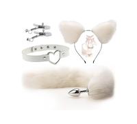 Disfraz De Regalo Con Orejas Y Cola De Zorro, Disfraz De C0splay Hecho A Mano (todo Blanco)