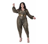 Disfraz De Reina Disco Dorada Para Adultos Talla XXXL