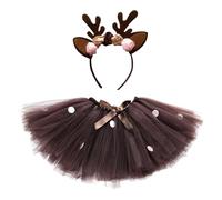 Disfraz de reno genérico para niñas, diadema con cuernos, disfraz de reno para | para disfraz de cosplay, carnaval, de cumpleaños, escena de baile y rendimiento para