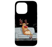 Disfraz de Reno gruñón con sofá para fanáticos Perezosos de Navidad Carcasa para iPhone 14 Pro MAX