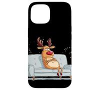 Disfraz de Reno gruñón con sofá para fanáticos Perezosos de Navidad Carcasa para iPhone 15