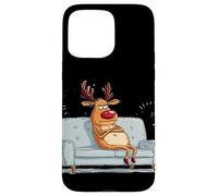 Disfraz de Reno gruñón con sofá para fanáticos Perezosos de Navidad Carcasa para iPhone 15 Pro MAX
