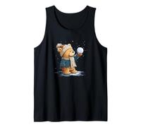 Disfraz de Rey de la Lucha de Bolas de Nieve con Divertido Oso de Peluche Camiseta sin Mangas