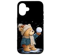 Disfraz de Rey de la Lucha de Bolas de Nieve con Divertido Oso de Peluche Carcasa para iPhone 16