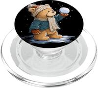 Disfraz de Rey de la Lucha de Bolas de Nieve con Divertido Oso de Peluche PopSockets PopGrip para MagSafe