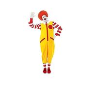 Disfraz de Ronald el payaso de circo para Halloween en rojo y amarillo, para adultos [Sin zapatos - XXL]