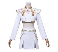 Disfraz de Rumi Zoey Mira con pelucas doradas para mujer, conjunto de disfraz blanco, accesorios de cosplay de Halloween (oro blanco-zoey, S)