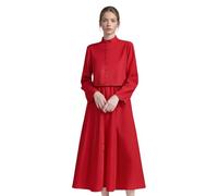 Disfraz de sacerdote de casco, bata de casaca para mujer, disfraz de sacerdote y vestido con botón de conexión para hablar, orar, adorar (rojo, XL)