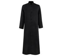 Disfraz de sacerdote para hombre, bata romana, cuello alto, traje de fiesta medieval, gabardina larga, gabardina romana, clero romano, púlpito, vestimenta de párroco, iglesia, carnaval, chaqueta