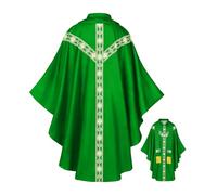 Disfraz de sacerdote | Traje de iglesia sacerdote - Disfraz bordado de túnica de clero - para hombres, oración, cosplay, iglesia, escenario, máscaras, carnavales, bodas, de vacaciones, Verde