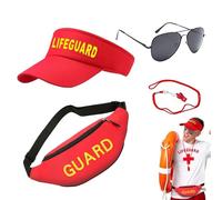 Disfraz de Salvavidas: de Ajustable con Visera de Sol, Silbato, riñonera, Gafas de Sol | Accesorios de Vestuario de Patrulla de Playa para de Halloween, Evento de Piscina de Ver