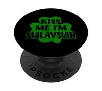 Disfraz de San Patricio de Malasia Kiss Me I'm Malasia PopSockets PopGrip Adhesivo