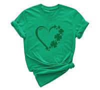 Disfraz de San Patricio para mujer, manga corta, cuello redondo, camiseta con estampado del Día de San Patricio para mujer, verde, XXL