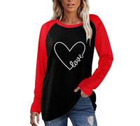 Disfraz de San Valentín para niñas, camisetas de cuello redondo, tops casuales, suéteres, blusa, camiseta, tops, blusa túnica, camiseta, San Valentín, camisas de amor, suéter de moda para mujer 2024