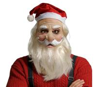 Disfraz de Santa Claus - Disfraz de Navidad Realista, Cubierta de Barba de Papá Noel, Accesorios de Vestir de Vacaciones para Diversión Estacional, Máscara de Cosplay Cómoda para Fez