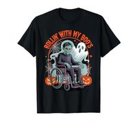Disfraz de Silla de Ruedas de Halloween para discapacitados, Broma Rollin con Boo's Camiseta