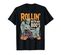 Disfraz de Silla de Ruedas de Halloween para discapacitados, Broma Rollin con Boo's Camiseta