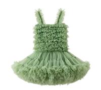 Disfraz de sirena para niña, vestido de tutú de malla, para bebé, sin mangas, con tutú de arco iris, vestido de falda de princesa (verde, 12-18 meses)