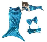Disfraz De Sirenas De Gato, Traje De Gato Con Lazo Y Cola De Sirenas Con Lentejuelas, Suministros Para Mascotas, Disfraces Para Perros Y Gatos Pequeños, Traje De Perro De Ensueño Para Cosplay (<10 Kg)