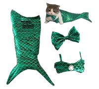 Disfraz De Sirenas De Gato, Traje De Gato Con Lazo Y Cola De Sirenas Con Lentejuelas, Suministros Para Mascotas, Disfraces Para Perros Y Gatos Pequeños, Traje De Perro De Ensueño Para Cosplay (<10 Kg)