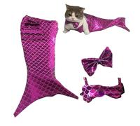Disfraz De Sirenas De Gato, Traje De Gato Con Lazo Y Cola De Sirenas Con Lentejuelas, Suministros Para Mascotas, Disfraces Para Perros Y Gatos Pequeños, Traje De Perro De Ensueño Para Cosplay (<10 Kg)