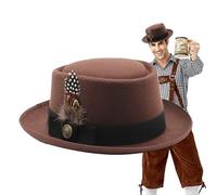 Disfraz de sombrero genérico Oktoberfest, sombreros bávaros para hombre,Traje de Oktoberfest bávaro alemán | Trajes de Oktoberfest para mujer, accesorios de vestuario con plumas, emblema