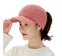 Disfraz de sombrero Warm Knitted Wool Hats Cap with Visor Stretchy Keep Warm Solid Color Otomn Winter Women Sports Cap for Outdoor Gorro para hombre polar, rosa, Talla única