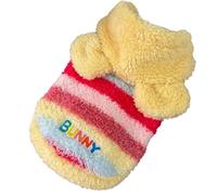 Disfraz de sudadera con capucha de forro polar cálido para cachorro | Tela de forro polar suave, bonita capucha de oso, rayas coloridas de arcoíris, diseño de suéter ligero
