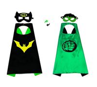 Disfraz de superhéroe de Playcrate - Disfraz de héroe infantil con capa de doble cara y 2 máscaras incluidas - Vestido de fantasía para fiesta de cumpleaños y cosplay para niñas y niños