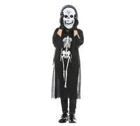 Disfraz de Terror para Niños para Halloween, Disfraz de Calavera, que Incluye un Mono, una Máscara deGritos y Guantes deCalavera,Ideal para llevar en Fiestas de Halloween o Carnaval-A