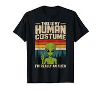 Disfraz de «This Is My Human», diseño Retro, Verde, con Signo de Paz alienígena Camiseta