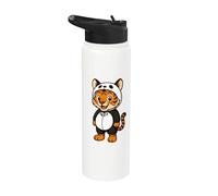 Disfraz de tigre en panda kawaii para niñas y niños amantes del tigre Stainless Steel Insulated Water Bottle