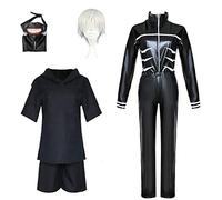 Disfraz de Tokyo Ghoul Ken Kaneki, Mono de Cosplay, Uniforme de Batalla, Conjunto Completo con máscara + Peluca, Disfraz de Cosplay Negro de Halloween para Hombre