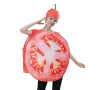 Disfraz de tomate de Halloween para adultos, 400 g, disfraz de frutas con sombrero para y carnavales, divertido traje de verduras en rodajas para mujeres, hombres, parejas, Pascua, diversión