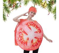 Disfraz de tomate para adultos - 29 pulgadas de largo, novedoso disfraz de fruta, túnica unisex de gran tamaño | de vacaciones, baile de máscaras, actuación escénica, grupo, cosplay, mordaza