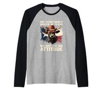 Disfraz de toro de Texas más grande con actitud y gafas de sol Camiseta Manga Raglan
