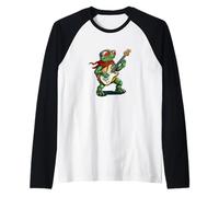 Disfraz de tortuga con guitarra eléctrica para niños y niñas Camiseta Manga Raglan