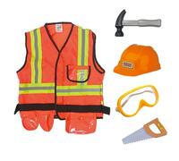 Disfraz De Trabajador De La Construcción Para Niños Pequeños - Juego De Rol De Constructor De 5 Piezas | Disfraz De Trabajador De Ingeniería Para Niños Con Chaleco, Casco Y Herramientas, Juego
