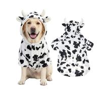 Disfraz de Vaca para Mascotas de Halloween para Perros Grandes, Chaqueta de Forro Polar para Perro, Abrigo Divertido para Labrador (5XL, Blanco)