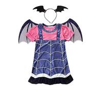 Disfraz de vampira vampirina para niña, disfraz de carnaval, Halloween, accesorios, diadema con alas, talla 100, 3 y 4 años