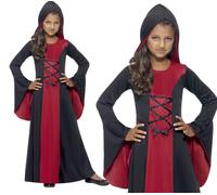 Disfraz De Vampiresa Medieval Para Niñas Con Capucha De Halloween