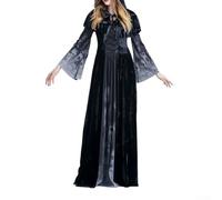 Disfraz de vampiro de diablo pequeño para mujer, falda de capa de carnaval, vestido de cosplay de vampiro para celebraciones, cosplay, convención (S, negro)