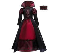 Disfraz de vampiro infantil, disfraz de fantasía de reina vampiro noble gótico, accesorios aterradores para Halloween Carnaval Escuela Cosplay accesorio de fotos espectáculos